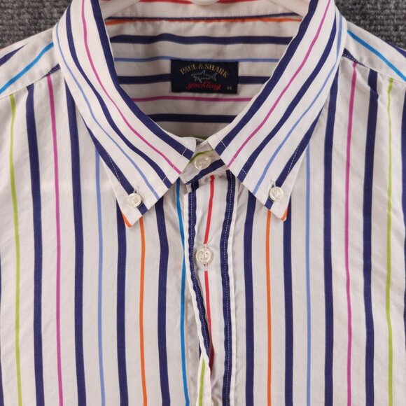 Paul & Shark Button-Down 44 Multicolor Striped Long Sleeve Men Pocket Shirt - Picture 1 of 16
